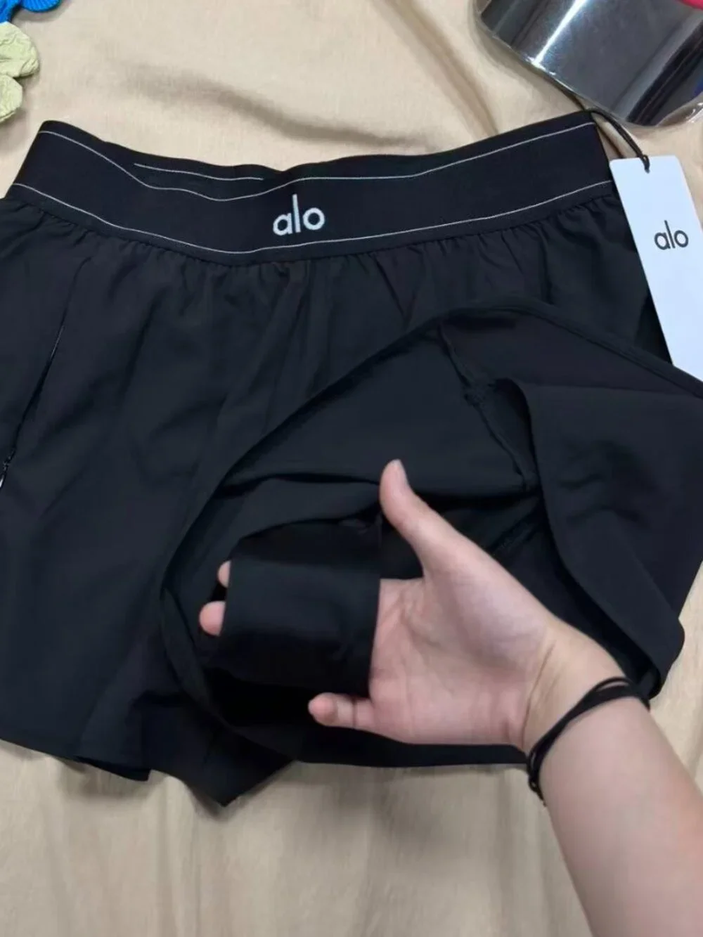Women’s🏇ALO Yoga Match Point Shorts🚭Black Minimalist Clean Girl Style